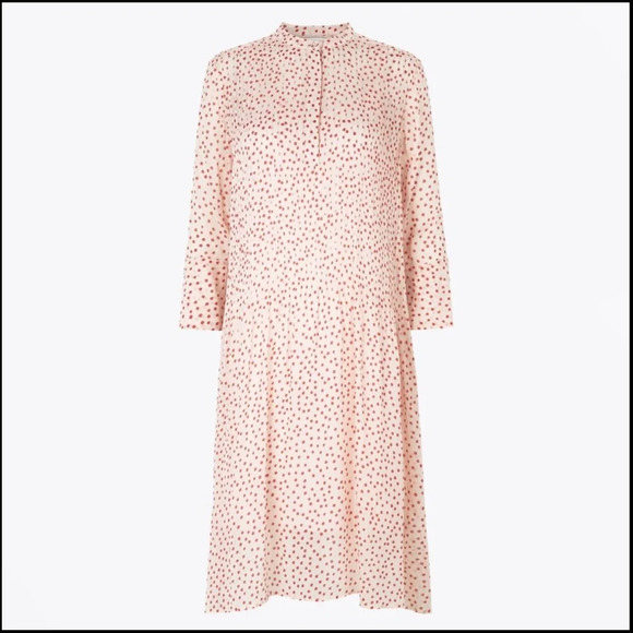 Samsoe Elm Shirt Dress in Pearl Drops Midi Pink Polka Dot Size Medium EUC - Picture 2 of 12